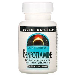 Бенфотіамін, Benfotiamine, Source Naturals, 150 мг, 60 таблеток SNS-01906 фото