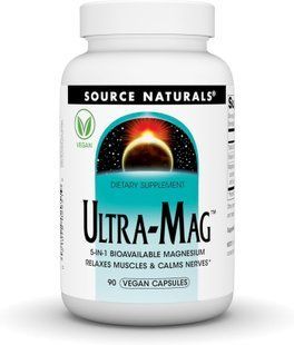 Магній ультра, Ultra-Mag, Source Naturals, 5-в-1, розслаблює м'язи та заспокоює нерви, 90 веганських капсул SNS-02951 фото