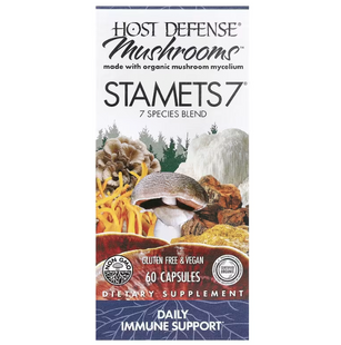 Підтримка імунітету, Immune Support STAMETS 7, Host Defense, щоденна, суміш із 7 видів грибів, 60 вегетаріанських капсул FPI-03702 фото
