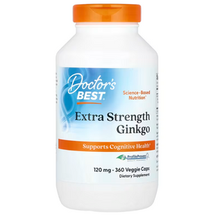 Гінкго Білоба, Extra Strength Ginkgo, Doctor's Best, екстрасильний, 120 мг, 360 веганських капсул DRB-00273 фото
