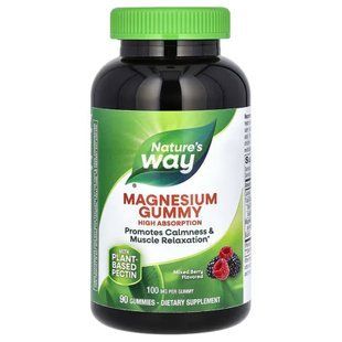 Магній цитрат, Magnesium Gummy, Nature's Way, зі смаком ягід, 100 мг, 90 жувальних цукерок NWY-14602 фото