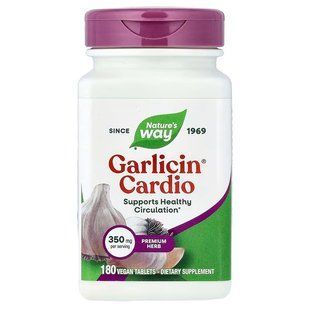Гарліцин, підтримка серця, Garlicin, Cardio, Nature's Way, 350 мг, 180 веганських таблеток NWY-15067 фото